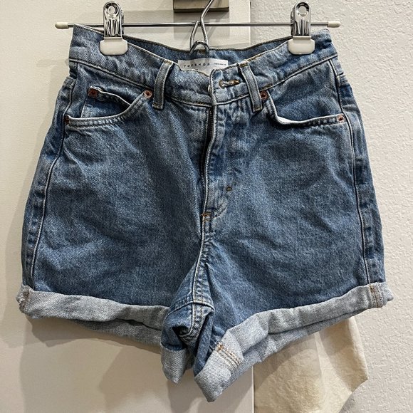 Roll Hem Mom Denim Shorts - Picture 3 of 5